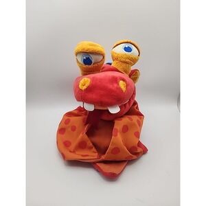 HABA Eat-It-Up Red Dragon Monster 12" Plush Hand Puppet w/ Rattle Ball Germany